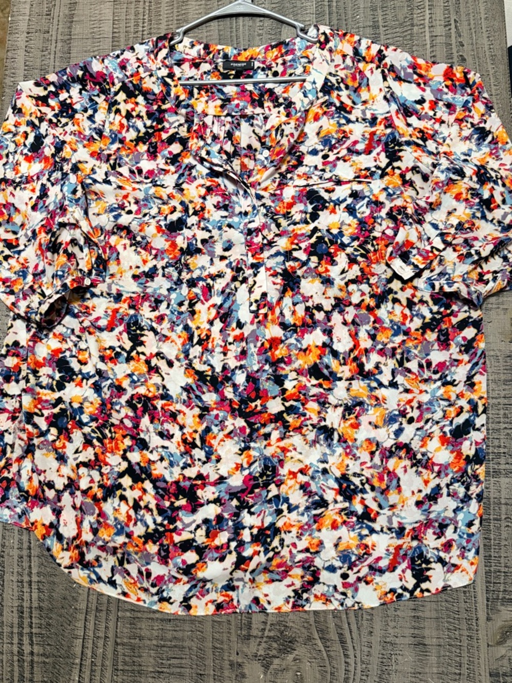 Premise Multicolor Floral Short-Sleeve V-Neck Blouse